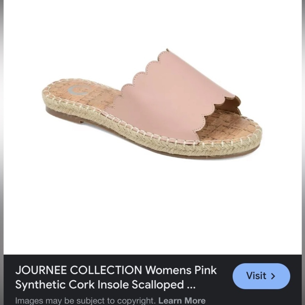 $19 sals JOURNEE COLLECTION Womens pink Scalloped Marjan Slide Sandals 5.5